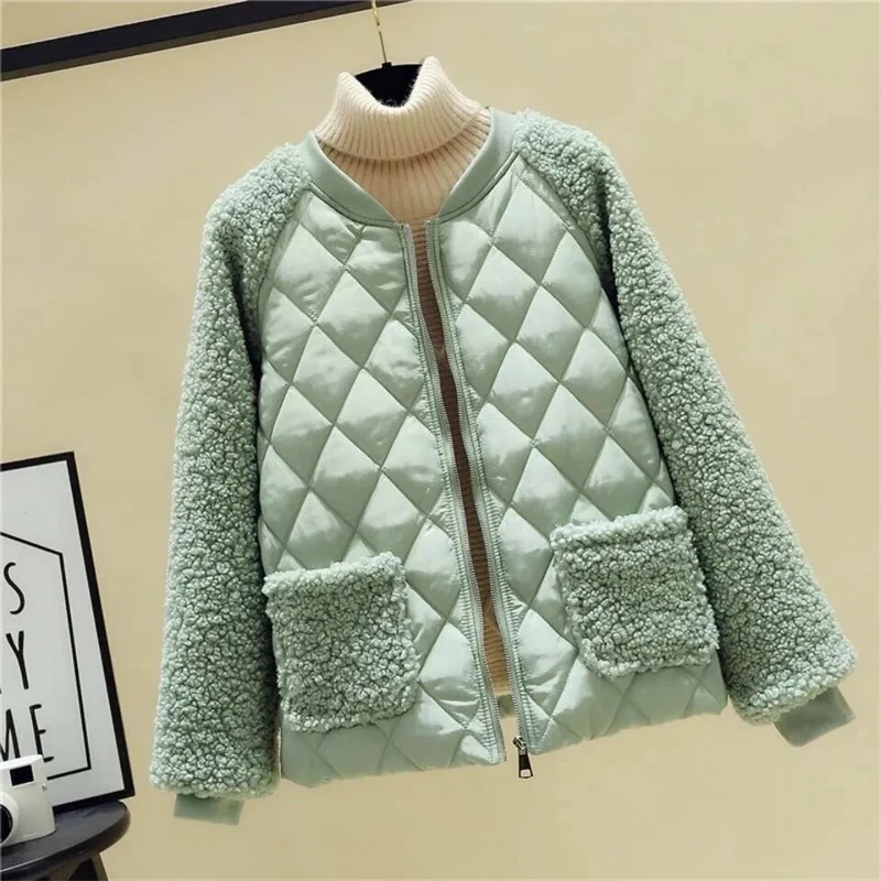 Women's Winter Parka 2025 New Imitation Lamb Hair Elegant Loose Ladies Coat Fashion Splicing Short Comfortable Female Jacket