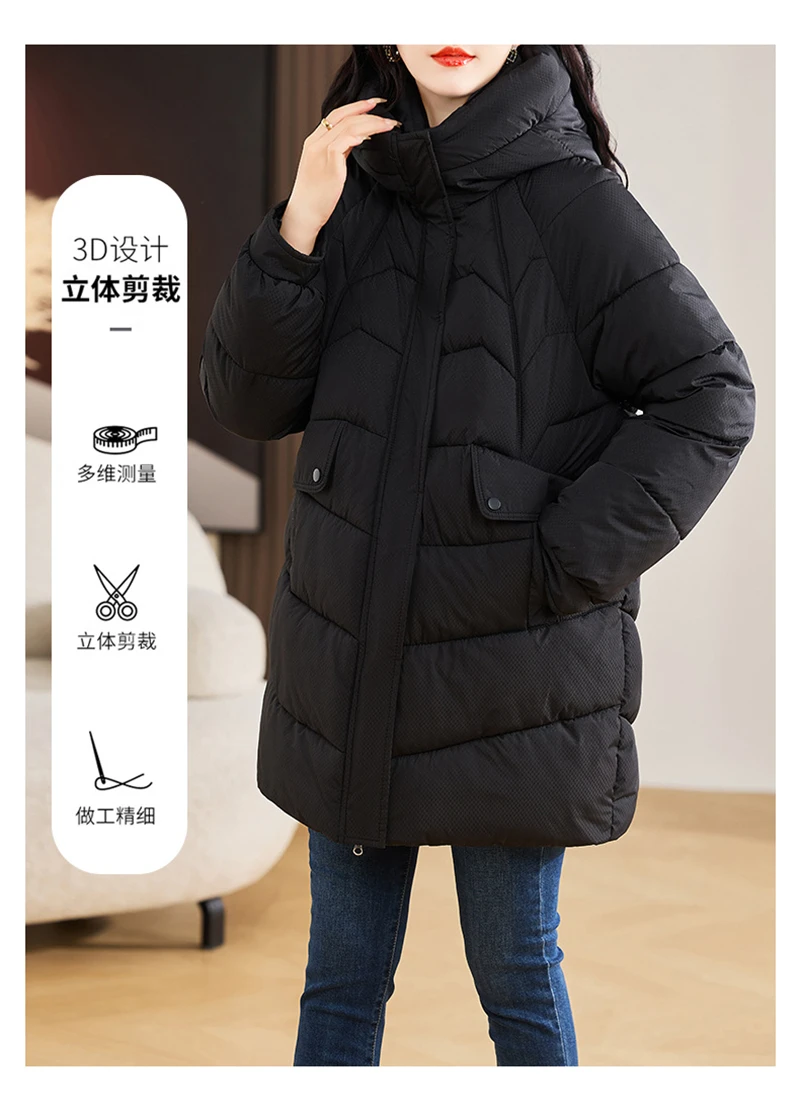 New Winter Women Parka Hooded Jackets Thicken Warm Cotton-padded Puffer Coats Casual Long Parkas Clothes Loose Outerwear
