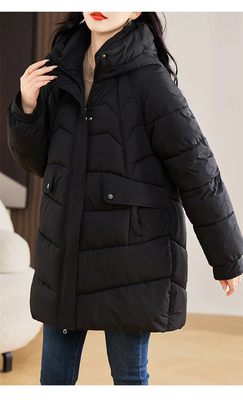 New Winter Women Parka Hooded Jackets Thicken Warm Cotton-padded Puffer Coats Casual Long Parkas Clothes Loose Outerwear