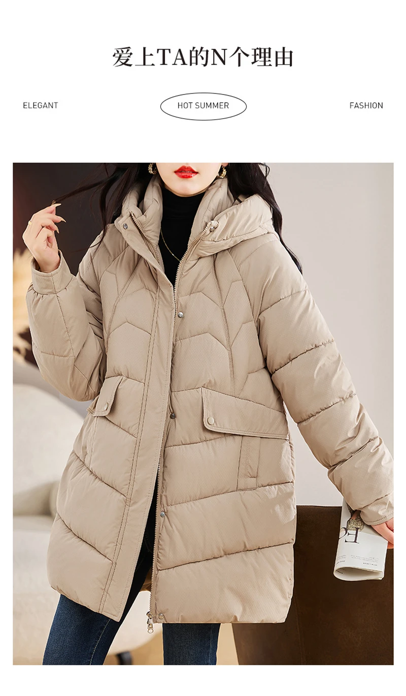 New Winter Women Parka Hooded Jackets Thicken Warm Cotton-padded Puffer Coats Casual Long Parkas Clothes Loose Outerwear