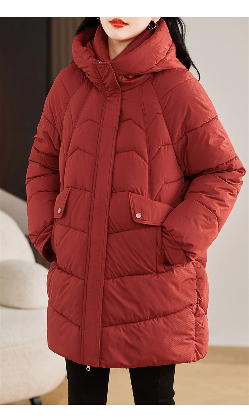 New Winter Women Parka Hooded Jackets Thicken Warm Cotton-padded Puffer Coats Casual Long Parkas Clothes Loose Outerwear