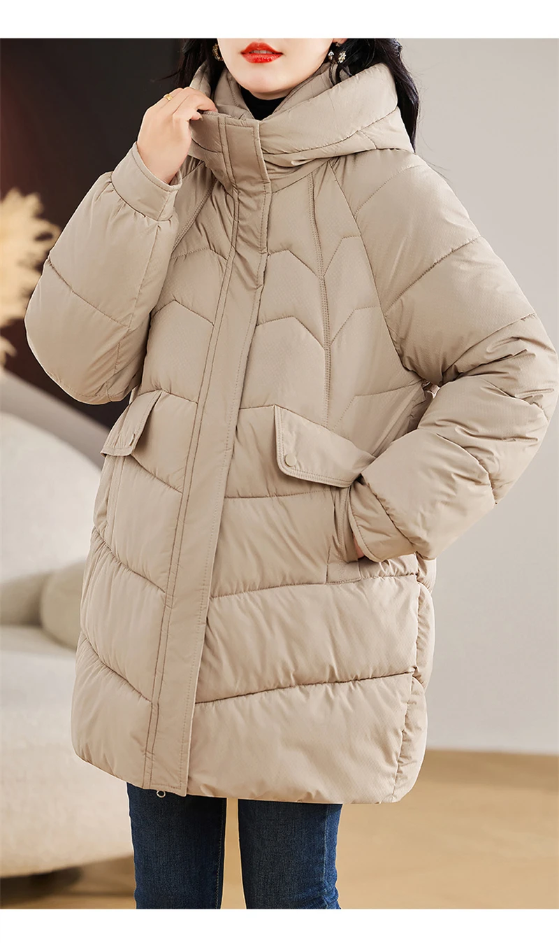 New Winter Women Parka Hooded Jackets Thicken Warm Cotton-padded Puffer Coats Casual Long Parkas Clothes Loose Outerwear