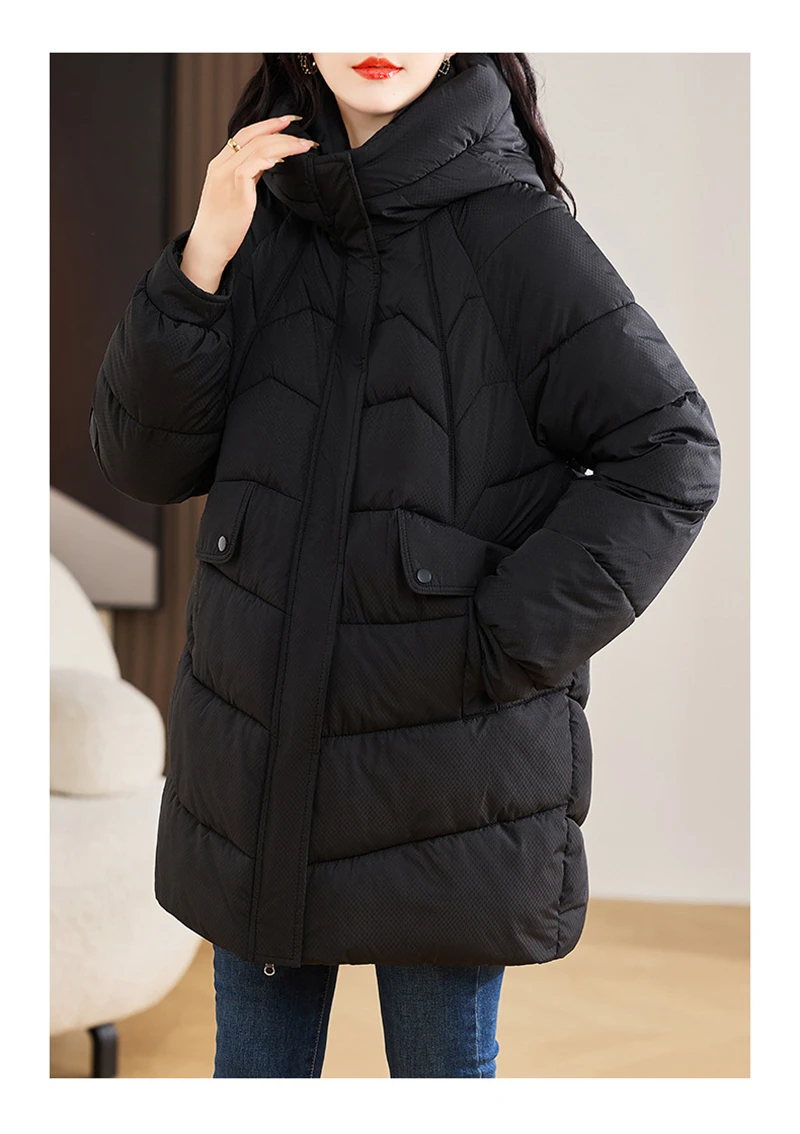 New Winter Women Parka Hooded Jackets Thicken Warm Cotton-padded Puffer Coats Casual Long Parkas Clothes Loose Outerwear