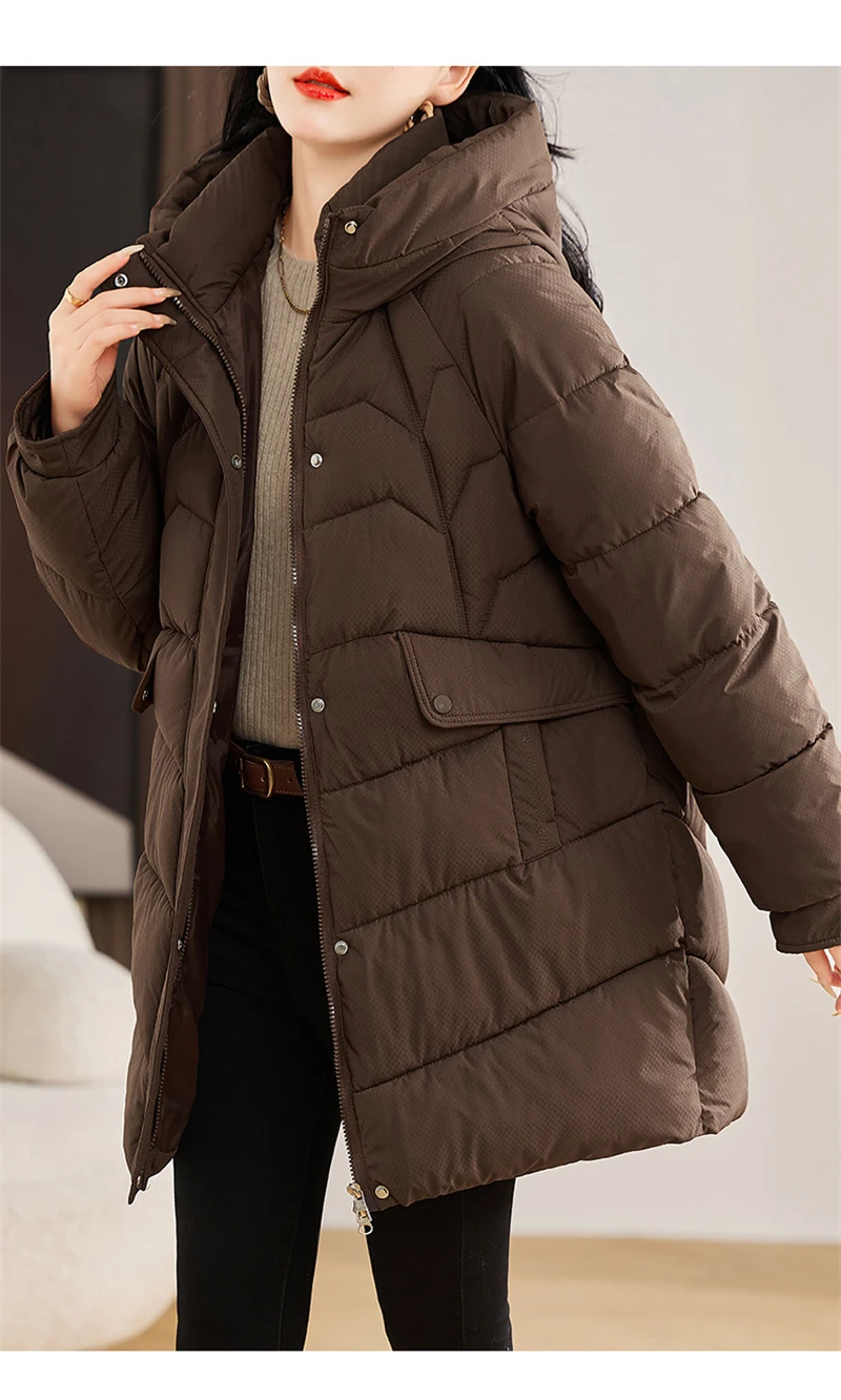 New Winter Women Parka Hooded Jackets Thicken Warm Cotton-padded Puffer Coats Casual Long Parkas Clothes Loose Outerwear