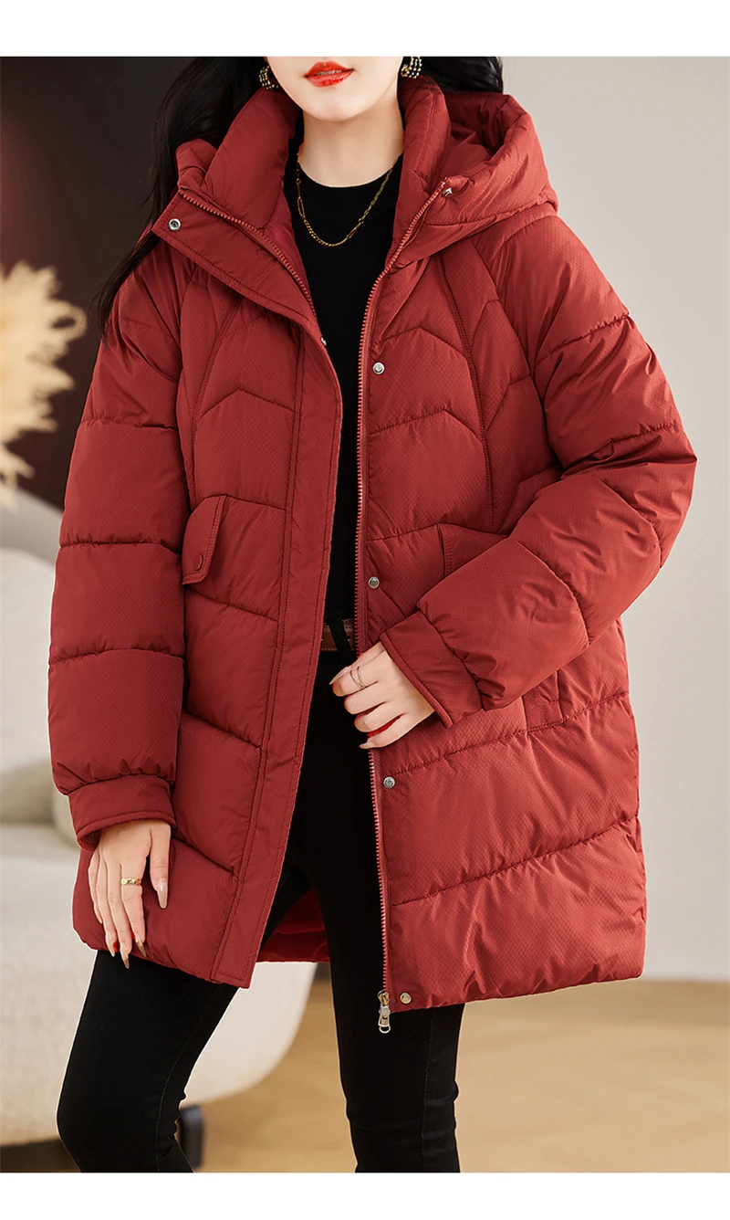 New Winter Women Parka Hooded Jackets Thicken Warm Cotton-padded Puffer Coats Casual Long Parkas Clothes Loose Outerwear