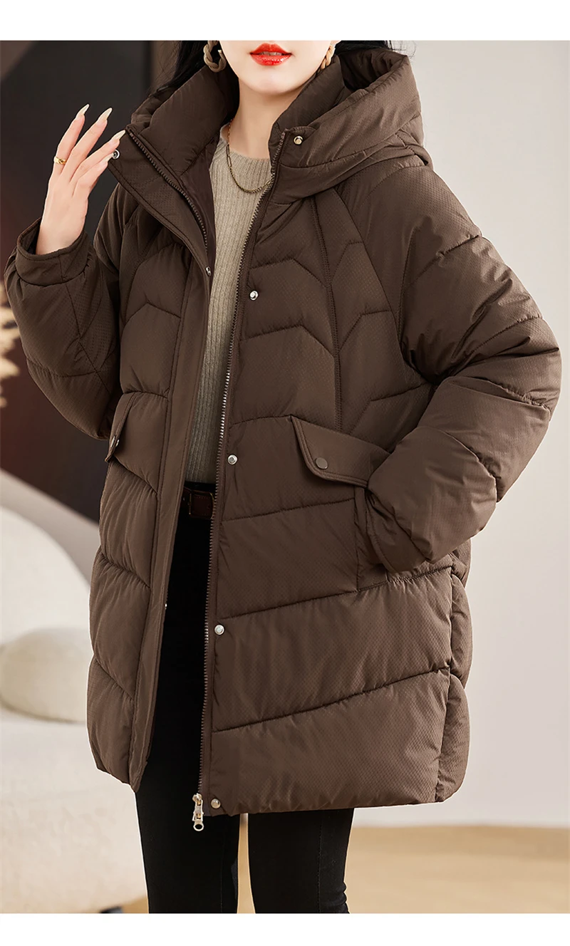 New Winter Women Parka Hooded Jackets Thicken Warm Cotton-padded Puffer Coats Casual Long Parkas Clothes Loose Outerwear