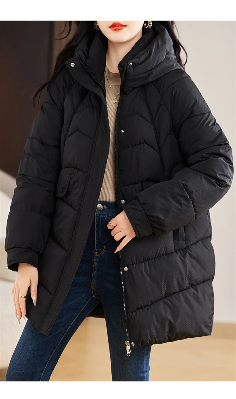 New Winter Women Parka Hooded Jackets Thicken Warm Cotton-padded Puffer Coats Casual Long Parkas Clothes Loose Outerwear