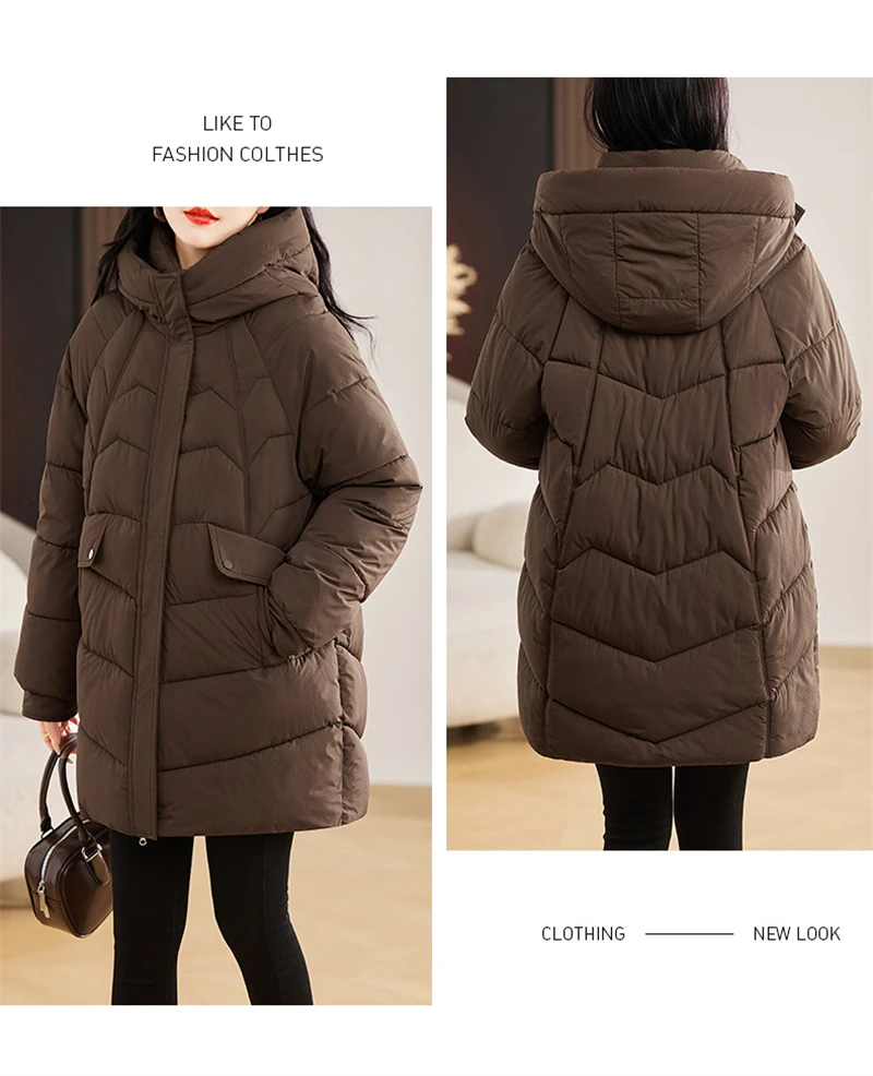 New Winter Women Parka Hooded Jackets Thicken Warm Cotton-padded Puffer Coats Casual Long Parkas Clothes Loose Outerwear