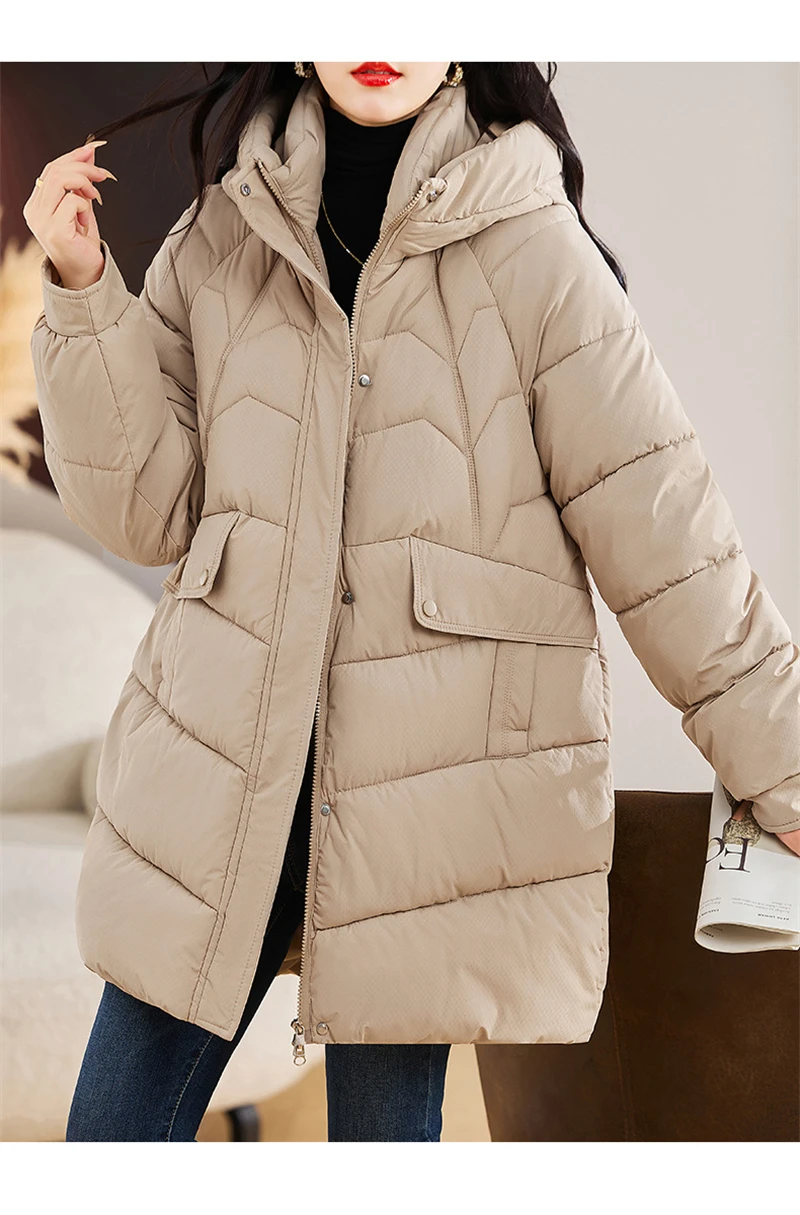 New Winter Women Parka Hooded Jackets Thicken Warm Cotton-padded Puffer Coats Casual Long Parkas Clothes Loose Outerwear