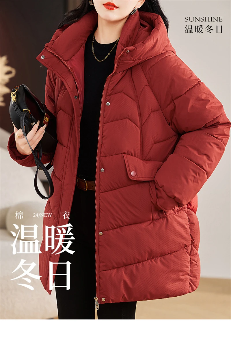 New Winter Women Parka Hooded Jackets Thicken Warm Cotton-padded Puffer Coats Casual Long Parkas Clothes Loose Outerwear