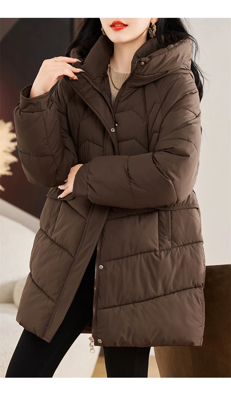 New Winter Women Parka Hooded Jackets Thicken Warm Cotton-padded Puffer Coats Casual Long Parkas Clothes Loose Outerwear