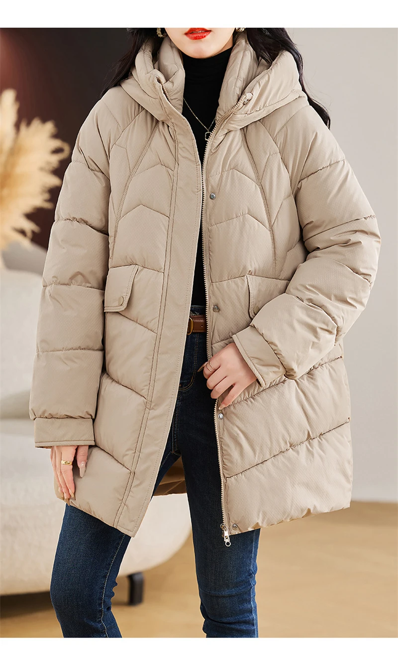 New Winter Women Parka Hooded Jackets Thicken Warm Cotton-padded Puffer Coats Casual Long Parkas Clothes Loose Outerwear