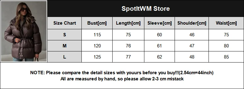 Solid Lace Up Cotton Coat Women Fashion Lapel Long Sleeve Pocket Warm Loose Short Jacket New Lady Winter Commute Street Outwears