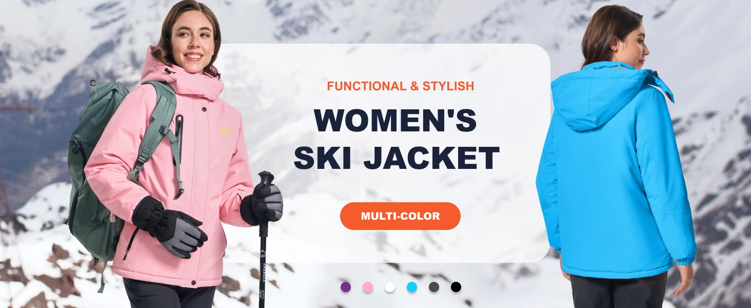 TACVASEN Winter Fleece Lined Hooded Parka Jacket Womens Ski Snowboard Warm Coats Waterproof 5 Zipper Pockets Windbreaker Outwear