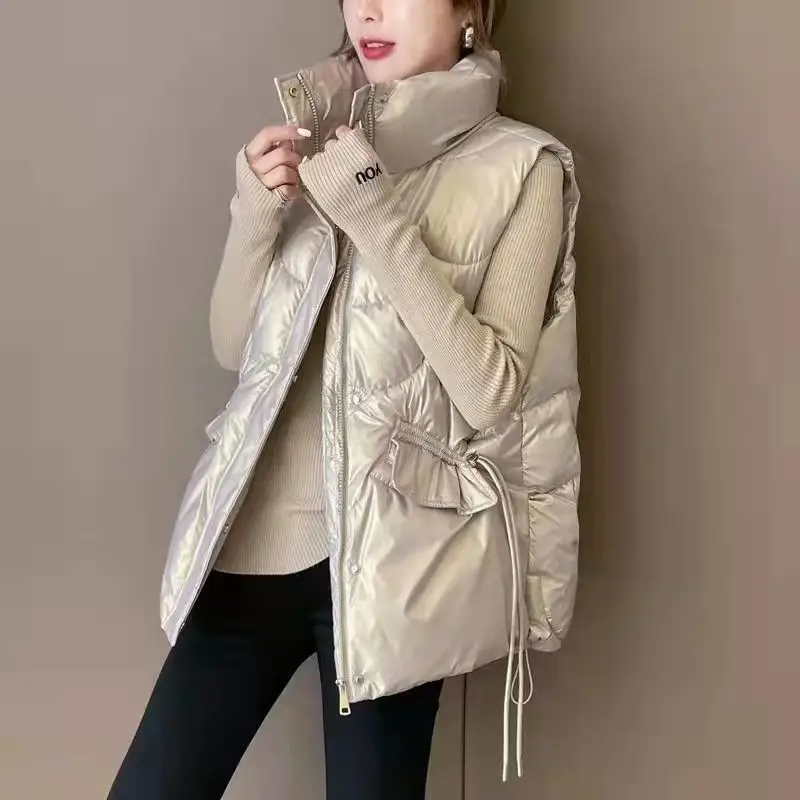2024 New Outerwear Sustans Vest Women Autumn Winter Short Loose Casual Waistcoat Womens Fashion Large Size Sleeveless Jacket Top