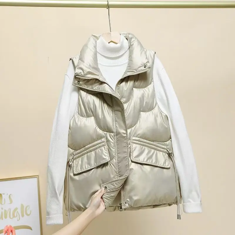 2024 New Outerwear Sustans Vest Women Autumn Winter Short Loose Casual Waistcoat Womens Fashion Large Size Sleeveless Jacket Top