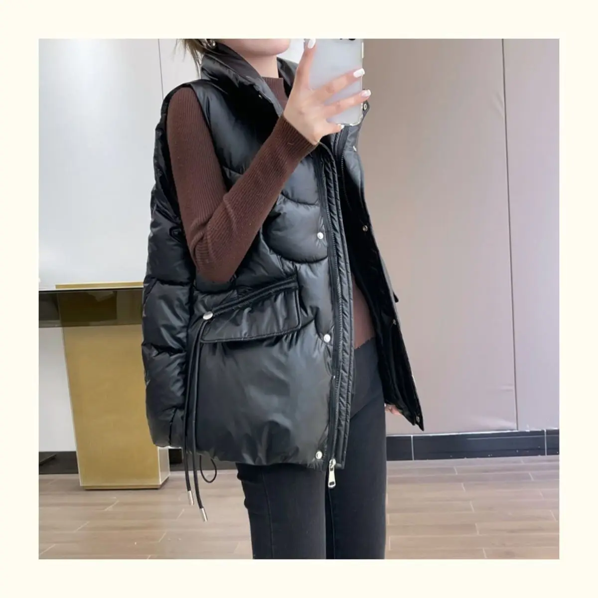 2024 New Outerwear Sustans Vest Women Autumn Winter Short Loose Casual Waistcoat Womens Fashion Large Size Sleeveless Jacket Top