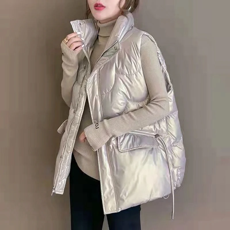 2024 New Outerwear Sustans Vest Women Autumn Winter Short Loose Casual Waistcoat Womens Fashion Large Size Sleeveless Jacket Top