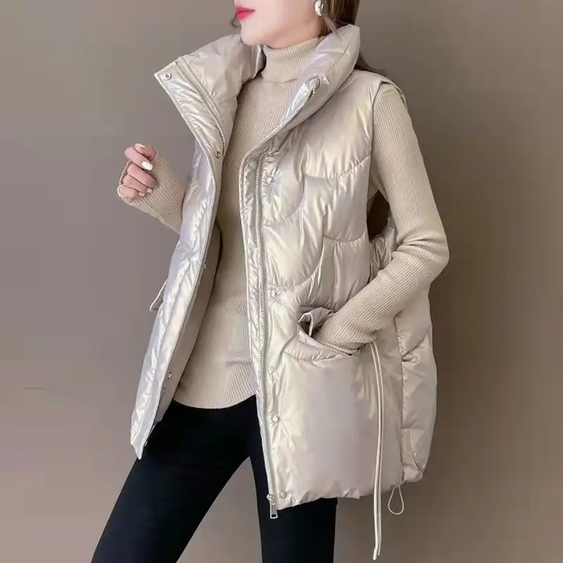 2024 New Outerwear Sustans Vest Women Autumn Winter Short Loose Casual Waistcoat Womens Fashion Large Size Sleeveless Jacket Top