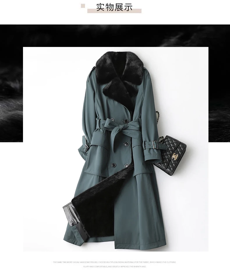 Lautaro Winter Long Warm Thick Park with Faux Fur Inside Belt Pockets Double Breasted Luxury Fur Lined Trench Coat for Women