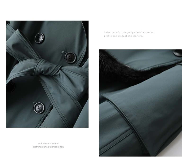 Lautaro Winter Long Warm Thick Park with Faux Fur Inside Belt Pockets Double Breasted Luxury Fur Lined Trench Coat for Women