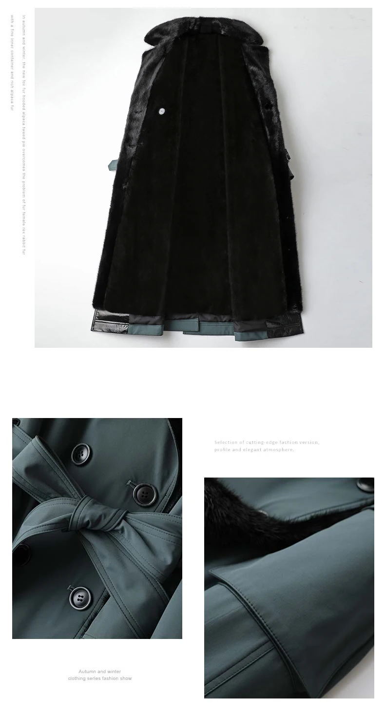 Lautaro Winter Long Warm Thick Park with Faux Fur Inside Belt Pockets Double Breasted Luxury Fur Lined Trench Coat for Women