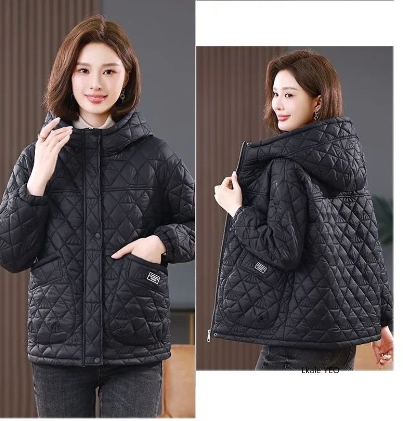 New 2025 Middle-aged Mother Loose Casual Women's Winter Parka Coat Comfortable Long Sleeve High-end Ladies Down Cotton Jacket