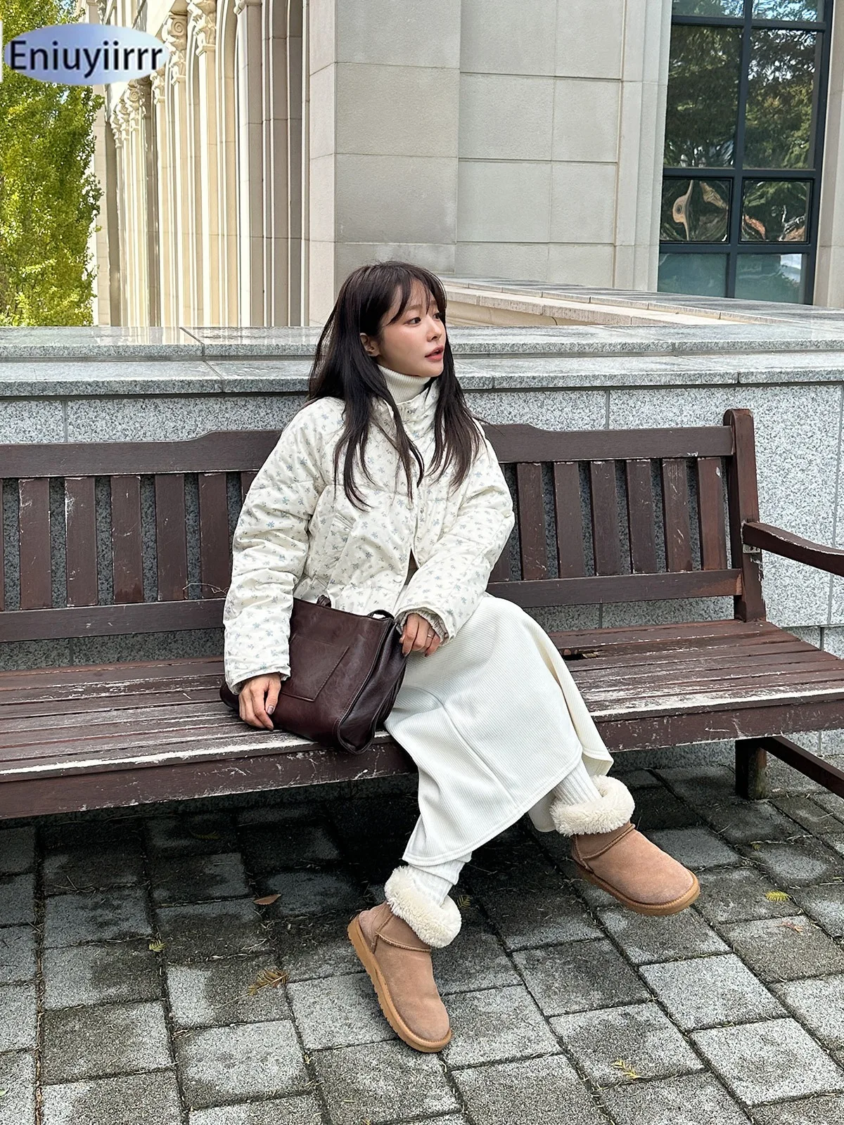 Warm Cute Sweet Women Coats Cotton Printed Florals Chic Elegant Loose Thicken New Daily Winter All Match High Street Parkas