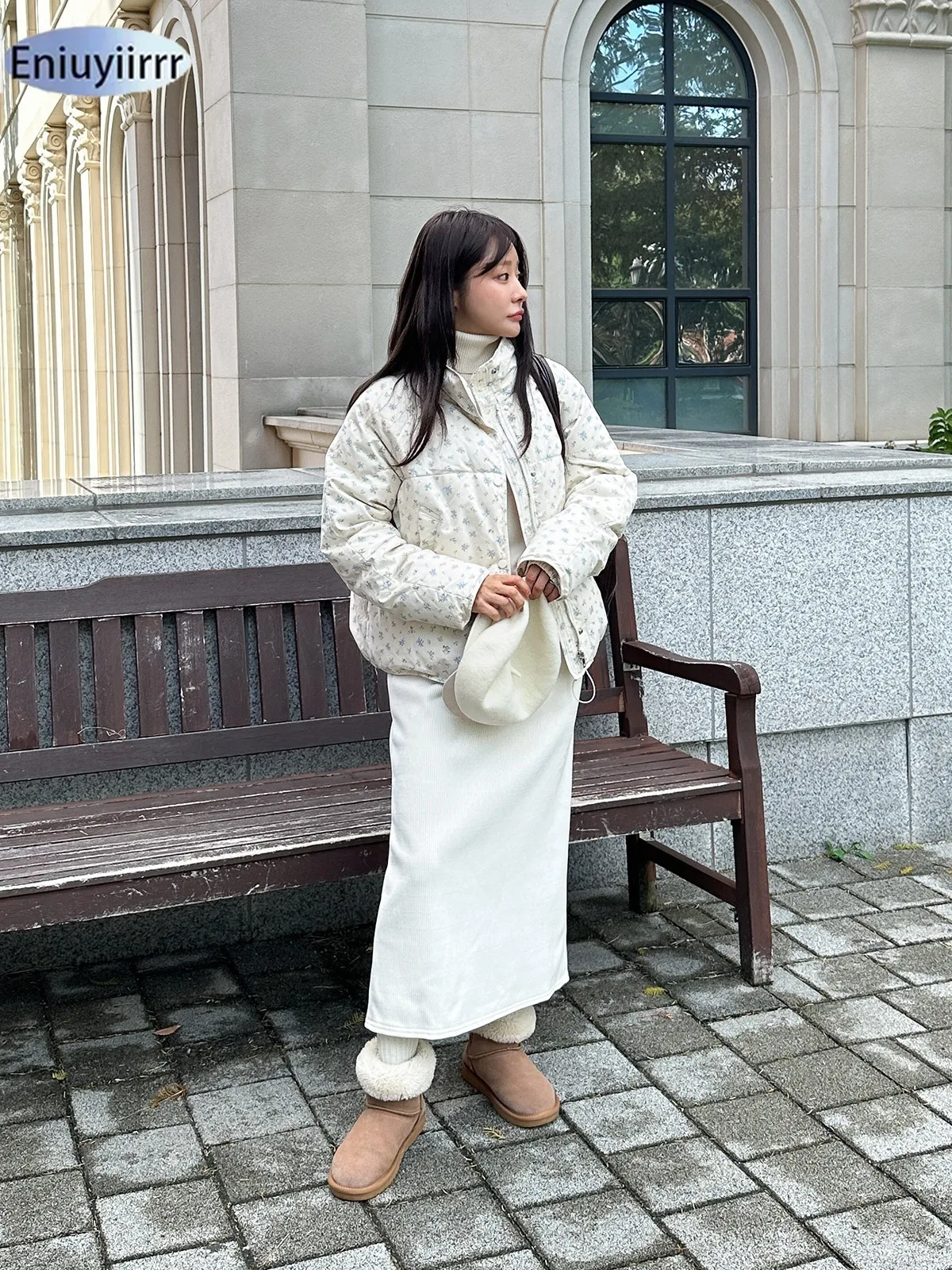 Warm Cute Sweet Women Coats Cotton Printed Florals Chic Elegant Loose Thicken New Daily Winter All Match High Street Parkas
