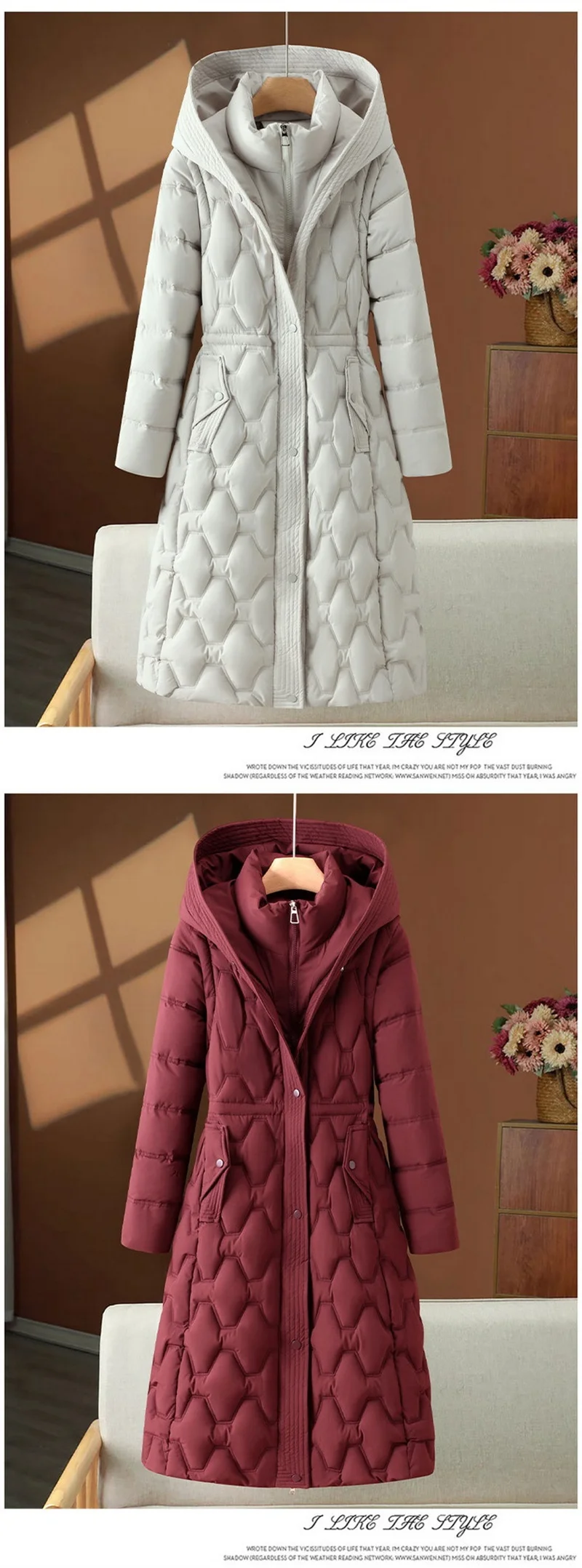 2026 Fashion Winter Long Parkas Women's Down Cotton-padded Jacket Detachable-sleeve Coats Thicken Warm Overcoat Hooded Outerwear