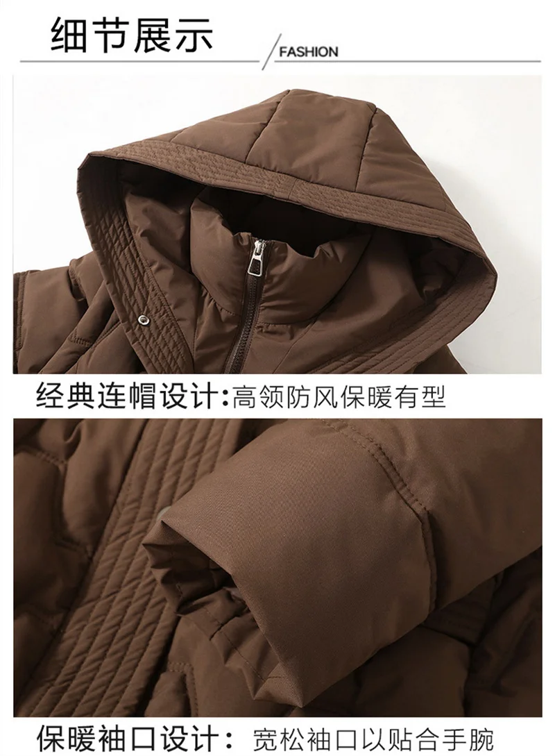 2026 Fashion Winter Long Parkas Women's Down Cotton-padded Jacket Detachable-sleeve Coats Thicken Warm Overcoat Hooded Outerwear