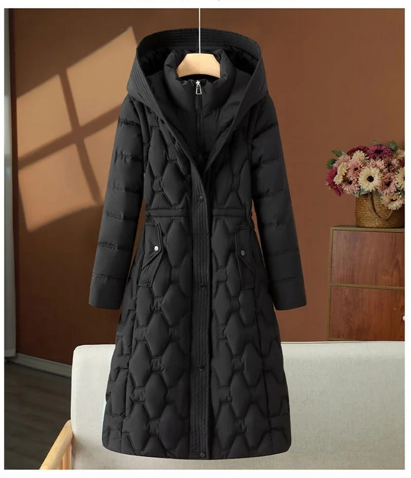 2026 Fashion Winter Long Parkas Women's Down Cotton-padded Jacket Detachable-sleeve Coats Thicken Warm Overcoat Hooded Outerwear