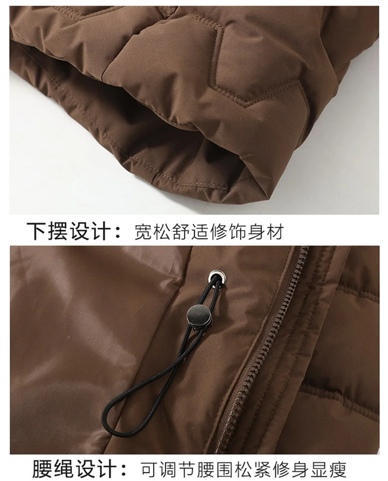 2026 Fashion Winter Long Parkas Women's Down Cotton-padded Jacket Detachable-sleeve Coats Thicken Warm Overcoat Hooded Outerwear
