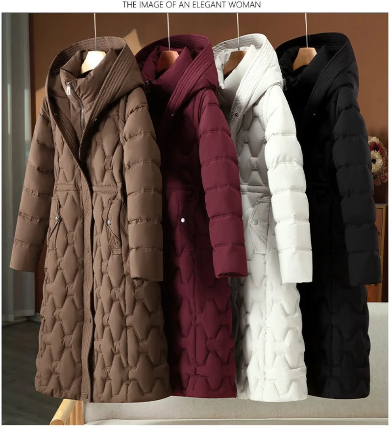 2026 Fashion Winter Long Parkas Women's Down Cotton-padded Jacket Detachable-sleeve Coats Thicken Warm Overcoat Hooded Outerwear