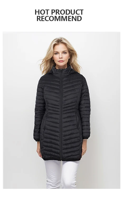 SANTELON Outdoor Windproof Warm Puffer Coat For Women Ultralight Smooth Packable Outwear With Detachable Hood NOT Asian Size