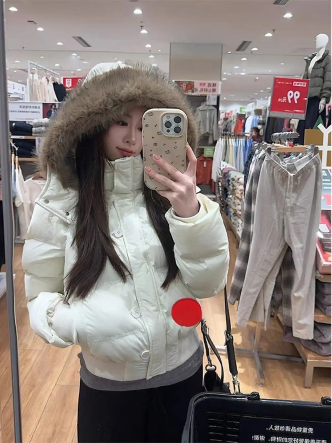 Women Autumn Winter Fur Collar Cotton Coat 2025 New Women Warm Thicken Hooded Cotton Padded Jacket Women Short Parkas Outwear
