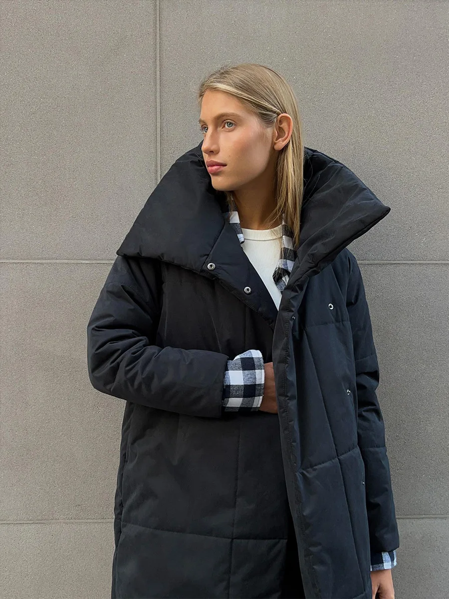 Bornladies Women Loose Quilted Jackets Parkas Winter Coats Oversized Warm Long Belt Puffer Jackets Ladies Cotton Padded Jacket