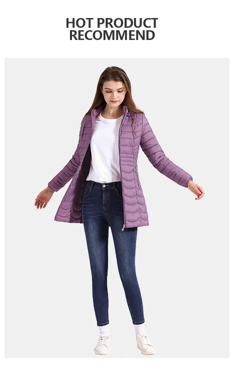 SANTELON Women Long Warm Parka For Women Ultralight Padded Puffer Jacket Coat With Detachable Hood Lightweight Outwear Clothing