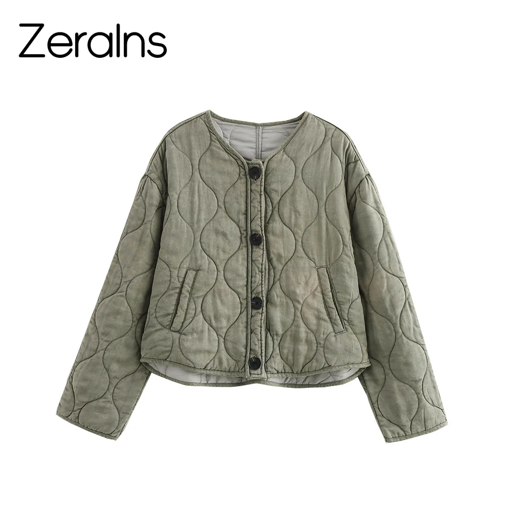 ZERAINS Simple and lightweight casual single breasted cotton jacket for women in autumn casual cotton jacket for outerwear