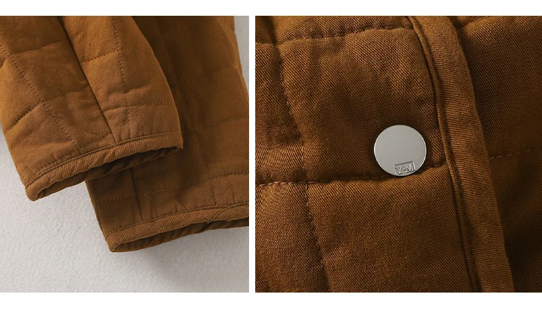 Johnature 2025 Woman Winter New Cotton Linen Casual Retro Parkas Vintage Style Long Sleeves Solid Color Single Breasted Parkas