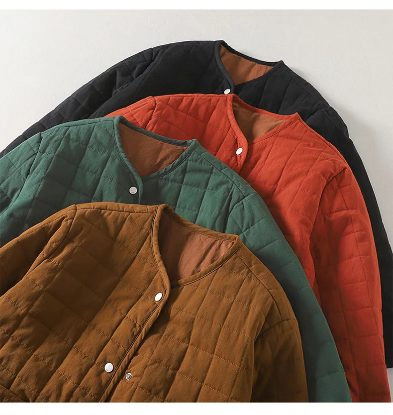 Johnature 2025 Woman Winter New Cotton Linen Casual Retro Parkas Vintage Style Long Sleeves Solid Color Single Breasted Parkas