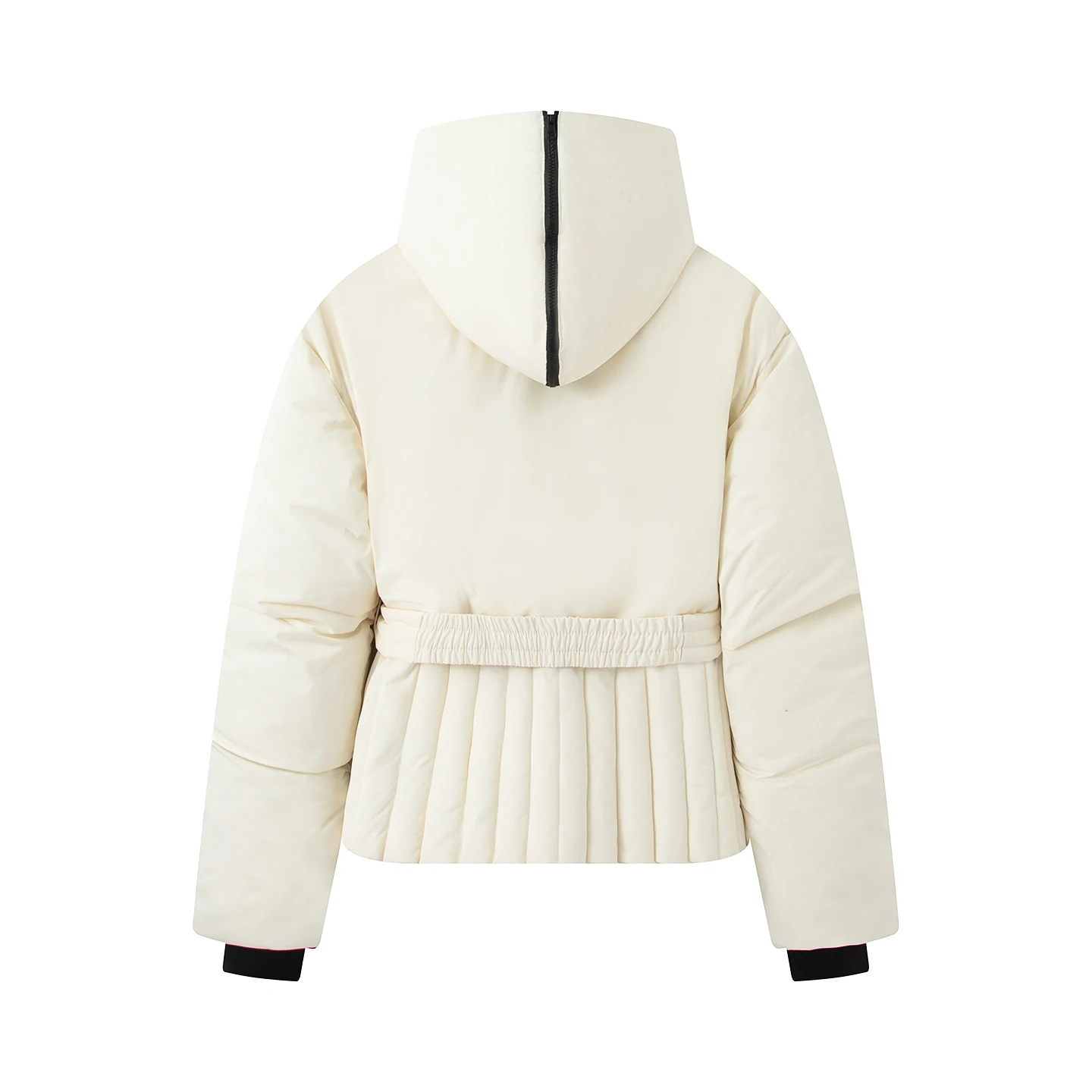 2026 Women's Elegant Hooded Zipper Burgundy Skiing Padded Snow Sports Coats Lady Chic Thicken Warm Windproof Jackets Parkas Belt
