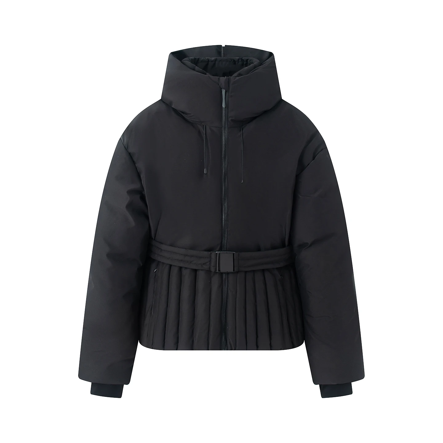 2026 Women's Elegant Hooded Zipper Burgundy Skiing Padded Snow Sports Coats Lady Chic Thicken Warm Windproof Jackets Parkas Belt