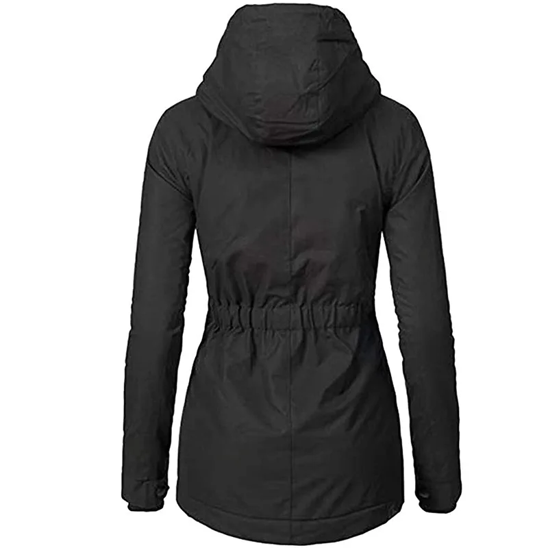 2023 Hooded Women Splice Zipper Coats Loose Casual Pockets Parkas Regular Thick Full Sleeve Warm Solid Jackets Autumn Winter
