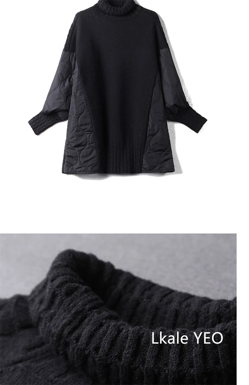 Women's Winter Parka Coat 2025 Fashion Versatile Lady Splicing Knitted Outerwear Temperament Casual Ladies Sweater Jacket