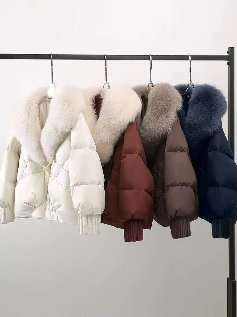 2025 New Women Down Cotton Coat Korean Fashion Big Collor Thicken Warm Puffer Overcoat Ladies Loose Parkas Cotton Jacket