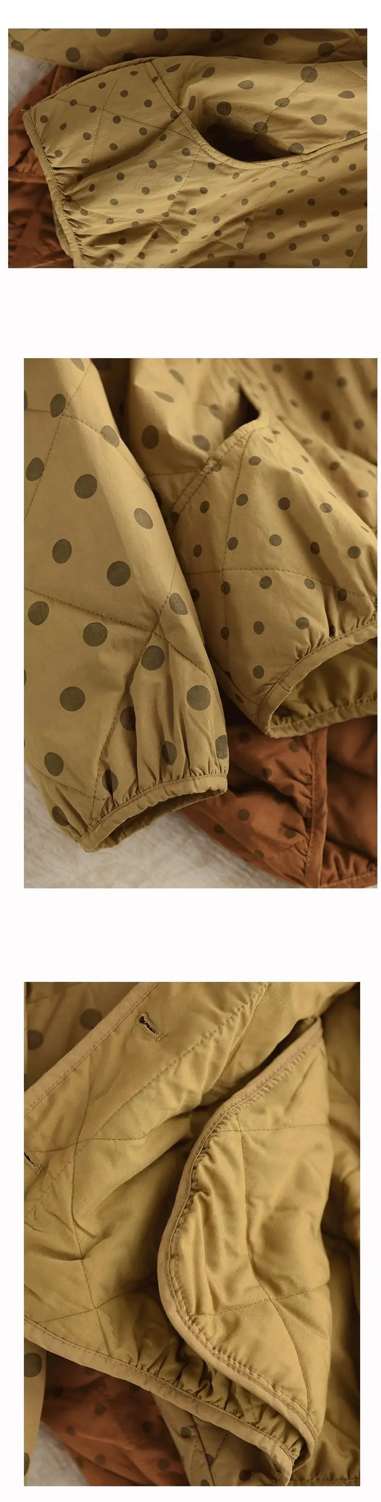 Johnature Women Vintage Hooded Button Parkas Warm Polka Dot 2025 Winter New Loose Casual Soft Female Pockets Thick Parkas