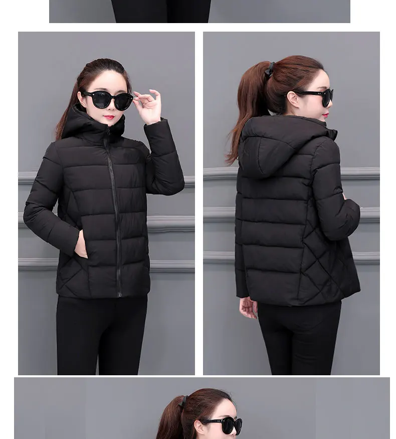 2026 Winter New Women Light Down Cotton Hooded Jacket Warm Loose Short Outerwear Casual Female Bread Clothing Cotton Basic Coats