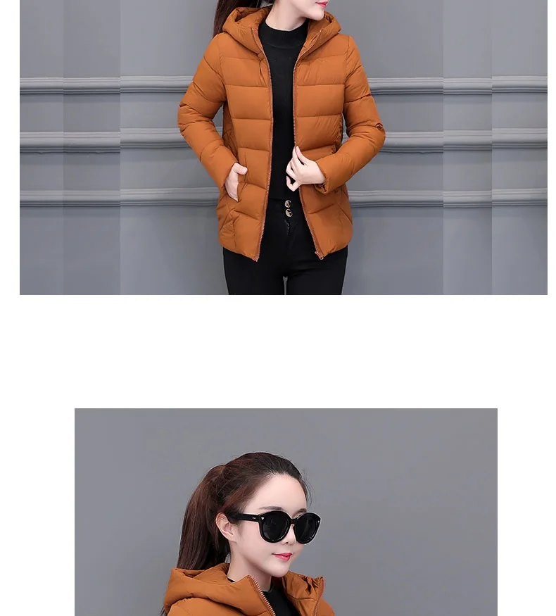 2026 Winter New Women Light Down Cotton Hooded Jacket Warm Loose Short Outerwear Casual Female Bread Clothing Cotton Basic Coats