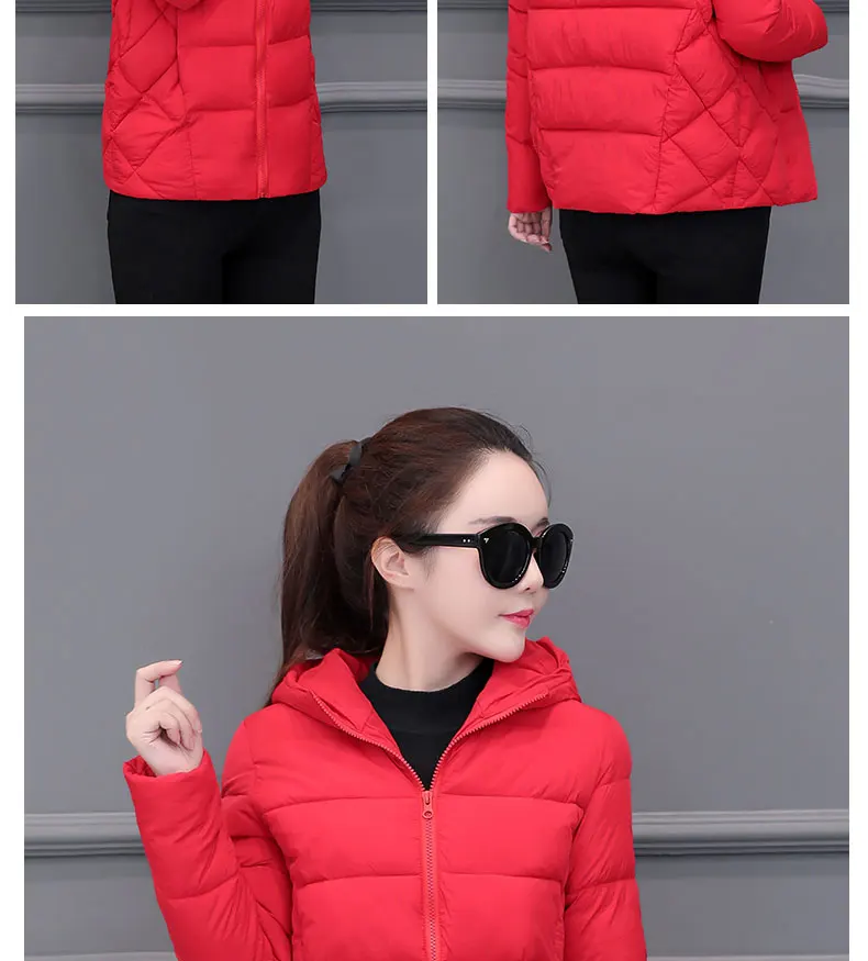 2026 Winter New Women Light Down Cotton Hooded Jacket Warm Loose Short Outerwear Casual Female Bread Clothing Cotton Basic Coats